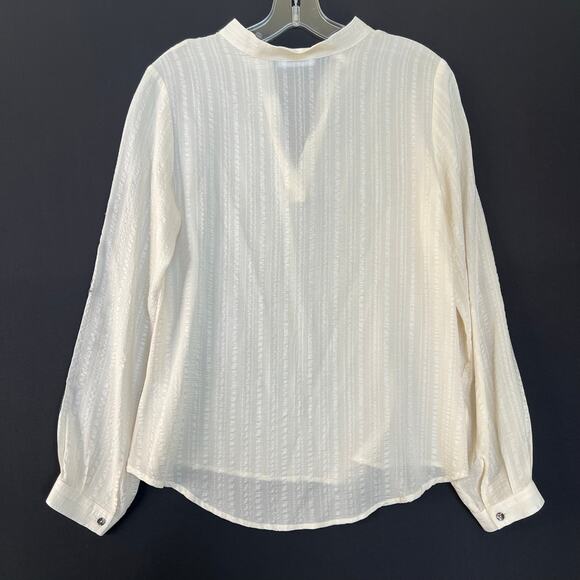 Zeus + Dione silk women’s embroidered long sleeves button front shirt blouse - Picture 7 of 8